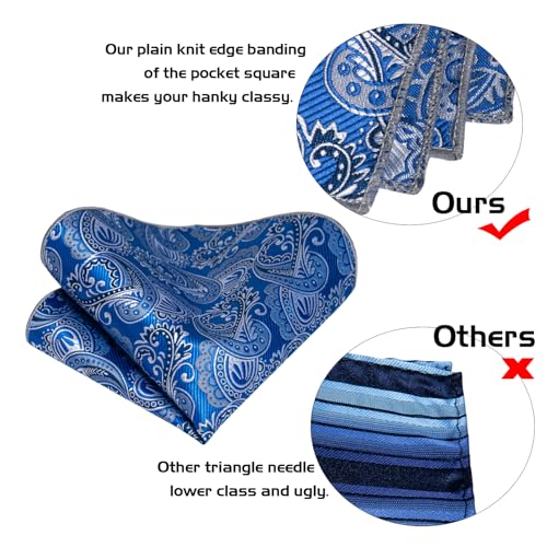 Image of 5PCS Mens Premium Silk Tie, Pocket Square, Cufflinks, Drilled Tie Ring and Lapel Pin Set for Wedding Groom Party