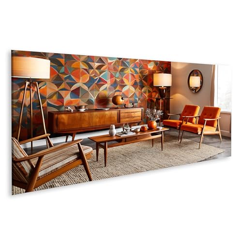 Tableau sur toile bois de teck panorama moderne pour décoration murale vintage