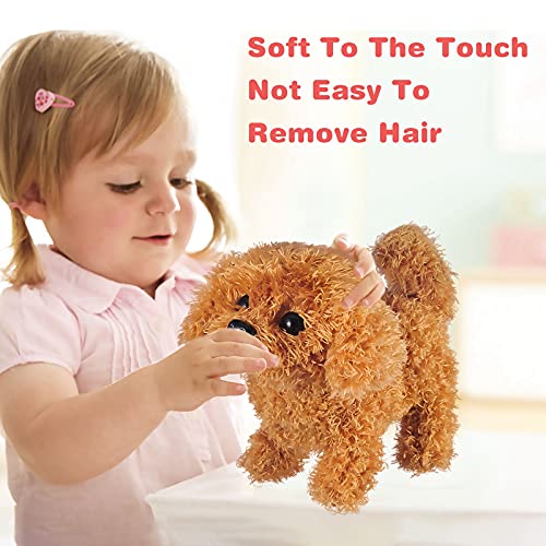 Image of WorWoder Plush Golden Retriever Toy Puppy Electronic Interactive Pet Dog - Walking, Barking, Tail Wagging, Stretching Companion Animal for Kids (Teddy Dog)