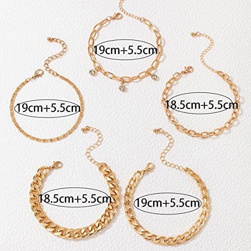 Contemporary Stackable Bracelet Set - Plated & Toned - Set of 5