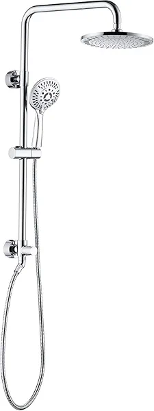 BRIGHT SHOWERS Rain Shower Heads System Including 9 Inch Rainfall Shower Head and Handheld Shower Head with Height Adjustable Holder, Solid Brass Rail and 60 Inch Long Stainless Steel Shower Hose