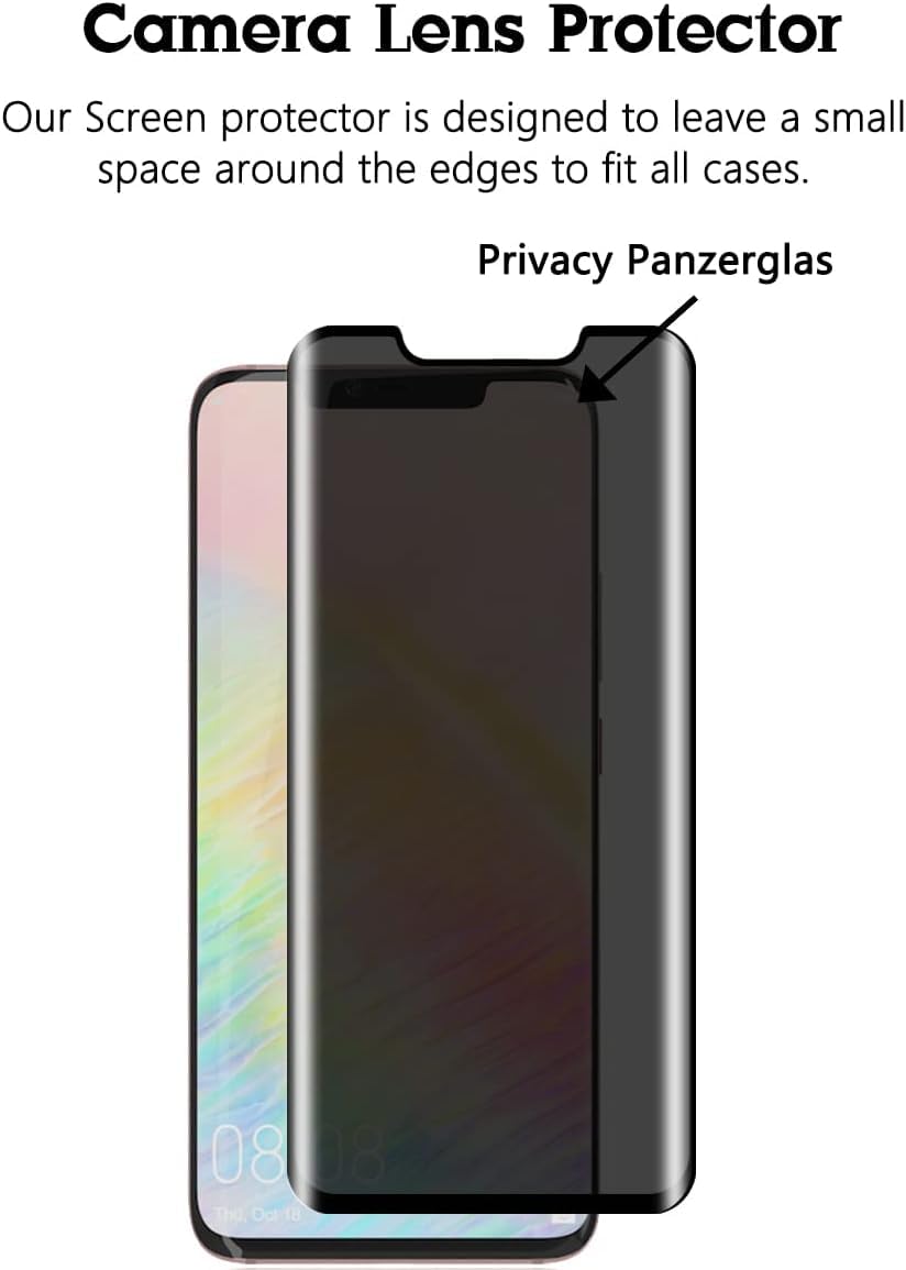 FiiMoo Privacy Pellicola Protettiva Compatible con Huawei Mate 20 PRO, [ Copertura 3D Completa] [Case Friendly] Privacy Protezione dello Schermo per la Anti-Spia con Huawei Mate 20 PRO