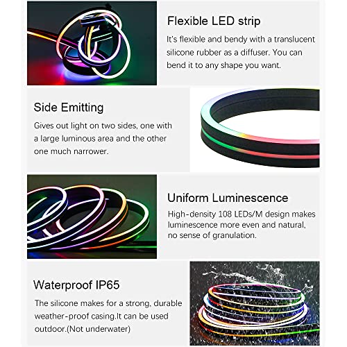 Image of ALITOVE Neon Light Strip WS2811 Addressable RGB LED Strip Dream Color Rainbow Programmable Digital LED Pixels 6.6ft 216 LEDs for DIY LED Neon Signs Letters Bar Art Wall 12V DC, No Power and Controller