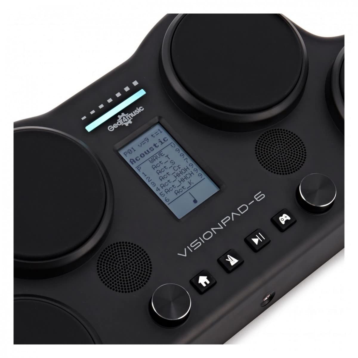 Gear4music VISIONPAD-6 E-Drum Pad Batteria Elettronica Portatile Professionale | Per Principianti, Pad Sensibili alla Velocità, Pedali Kick e Hi-Hat, 25 Ritmi, Uscita Cuffie per Pratica Silenziosa