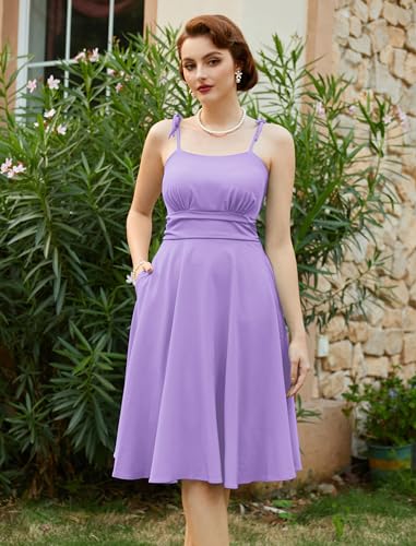 Image of Belle Poque Women's Spaghetti Strap Midi Vintage Tea Party Dress | Belle Poque Women's Spaghetti Strap Midi Vintage Tea Party Dress,A-line,Cocktail Dress,Graduation Homecoming Dress