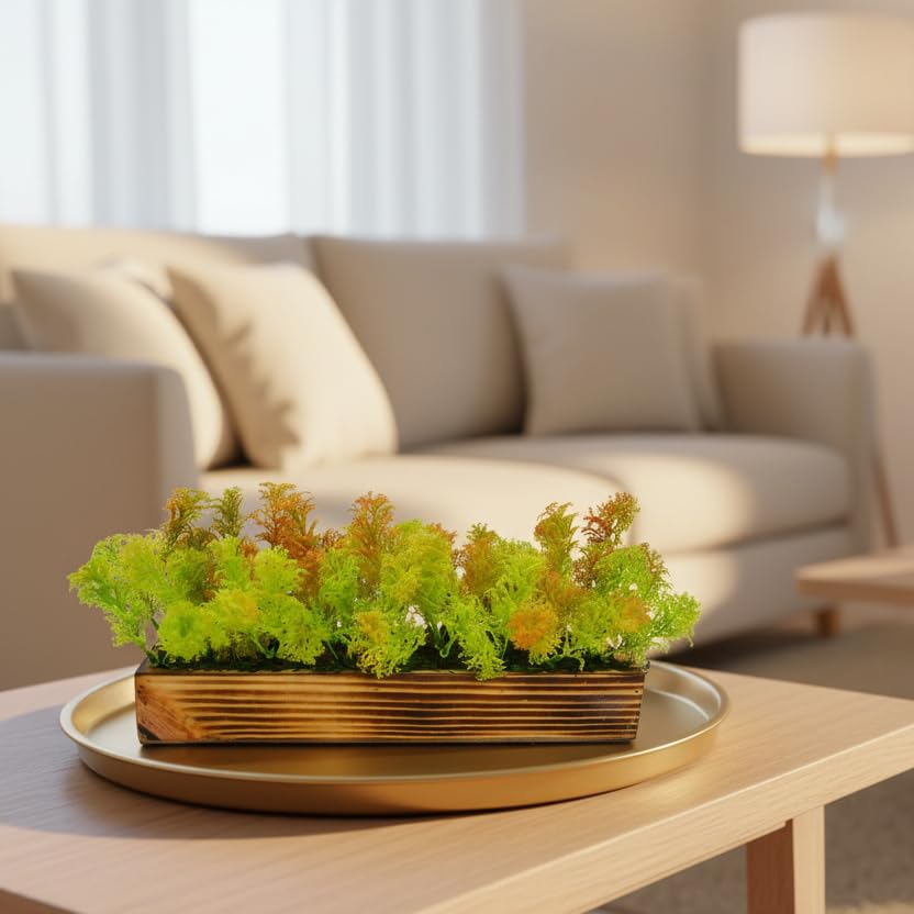fancymart Artificial Coriander Plant Bunch in Wood Planter, (Pack of 1) Green 3