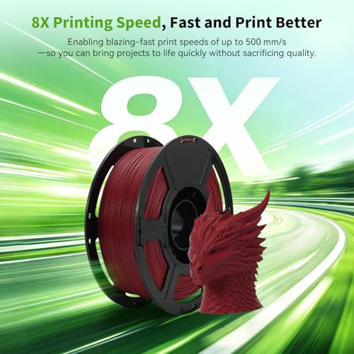 Image of FLASHFORGE High Speed PLA+ 3D Printer Filament Ruby Red, Enhanced Melt Flow for Faster, Smoother Prints, 500mm /s Rapid Printing, Feature Sleek Matte Finish, Rich and Solid Color