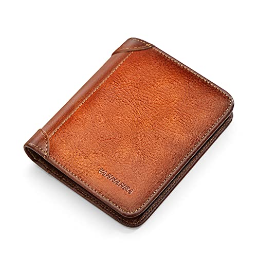 VANNANBA Trifold Wallet for Men RFID Blocking Leather Wallets,Large Capacity Wallet with Gift Box(Coffee)