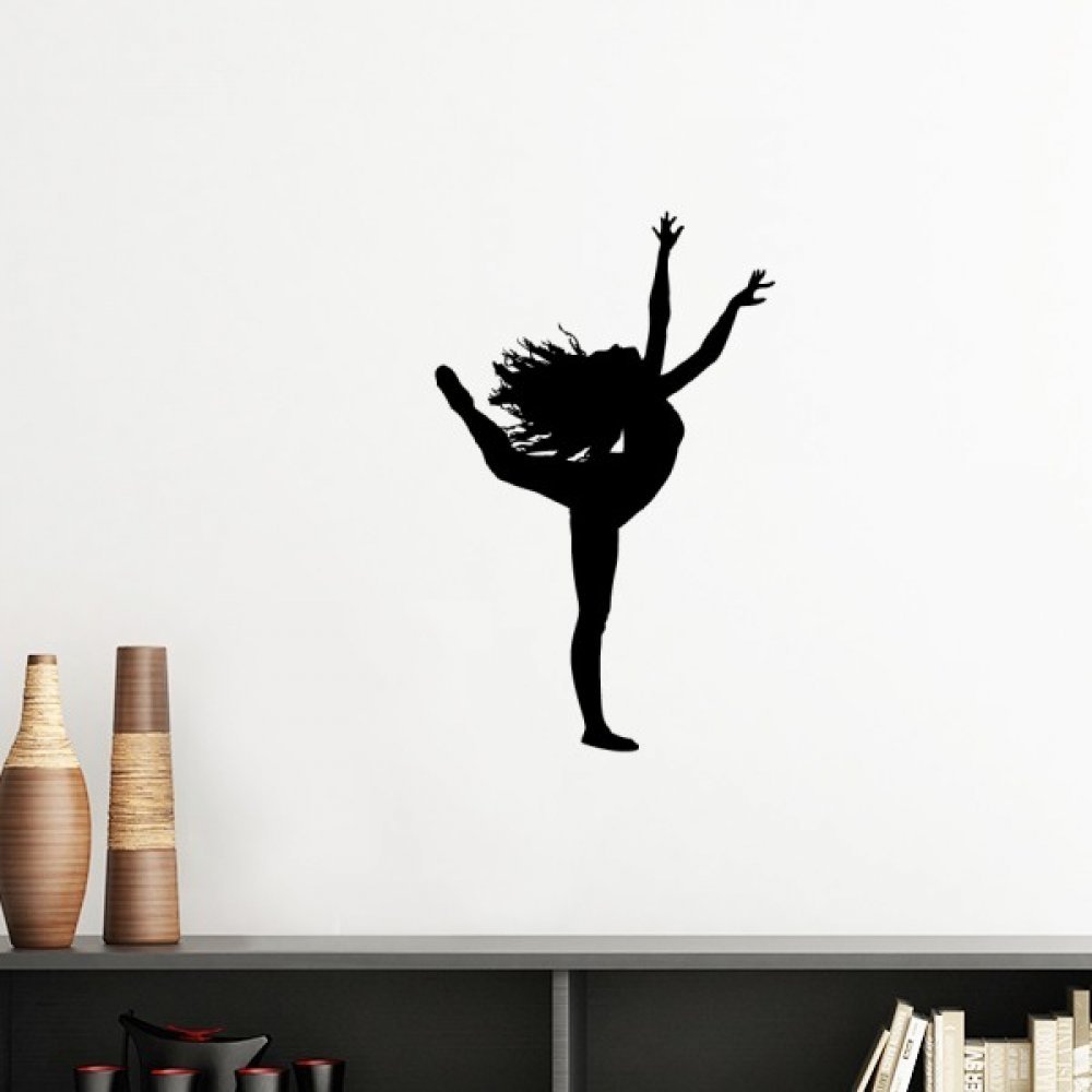 Sticker mural danse repositionnable silhouette noire décoration murale 50cm