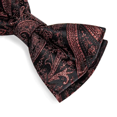 Corbatín preanudado para hombre en seda con diseño Paisley miniatura 6