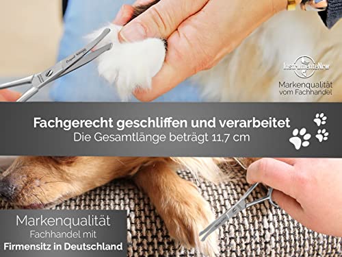 Fellschere aus Solingen Hunde Haarschere Pfotenschere mit einseitiger Mikroverzahnung Made in Germany Hundeschere mit gebogener Schnittfläche für die Fellpflege von Hunden Katzen Haustieren (11,7 cm)