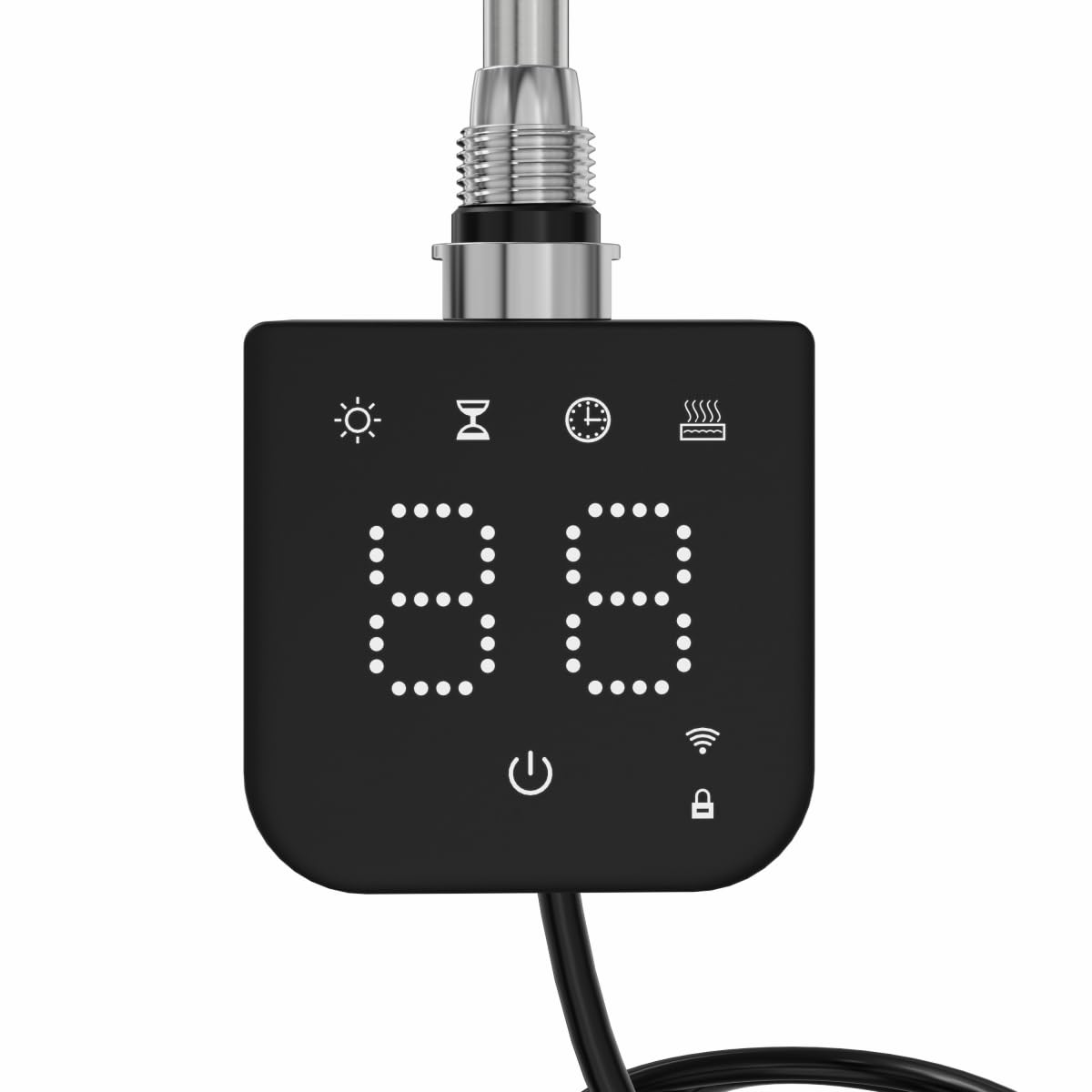 Warmehaus Square Touch Screen Smart WiFi Thermostatic Electric Heating Element with 7 day Timer Child Lock Dual Fuel for Bathroom Heated Towel Rails and Radiators Black 700W — image 1