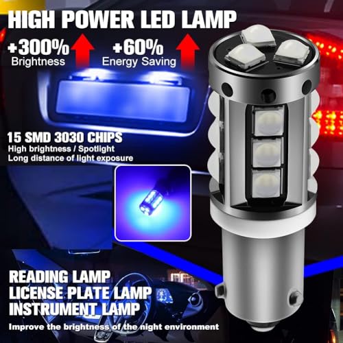 2Pcs H21W BAY9S Bombillas LED Azul para Auto miniatura 2