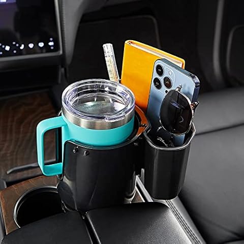 JoyTutus Cup Holder with Storage Box, Cup Holder Expander for Car, Large Car Cup Holder Adapt Most Regular Cup Holder 18-40oz, fit in 2.75 - 3.25inch Car Holder, with Attached Organizer Cover