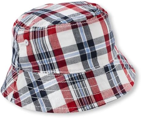 Red, White, Blue Plaid Bucket Sun Hat for Boys