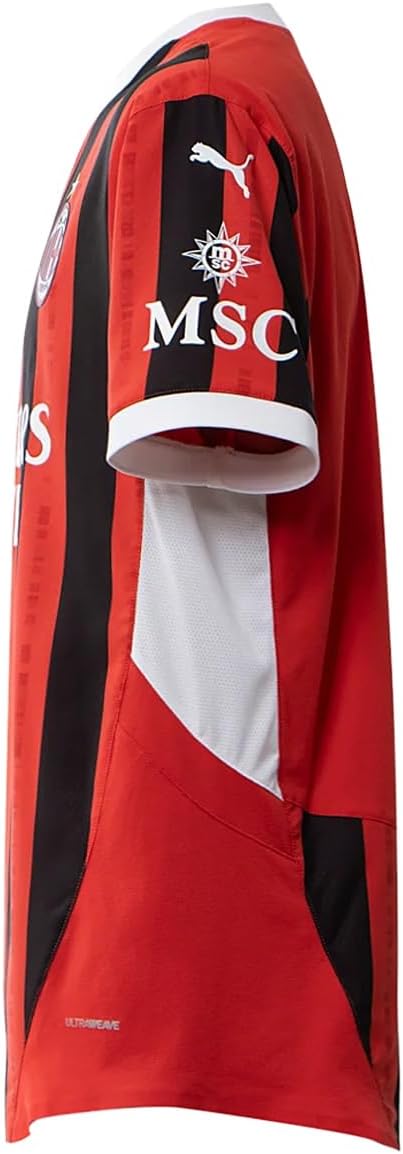 PUMA Mens Ac Milan Home Authentic Crew Neck Short Sleeve Jersey Casual - Red - Size M