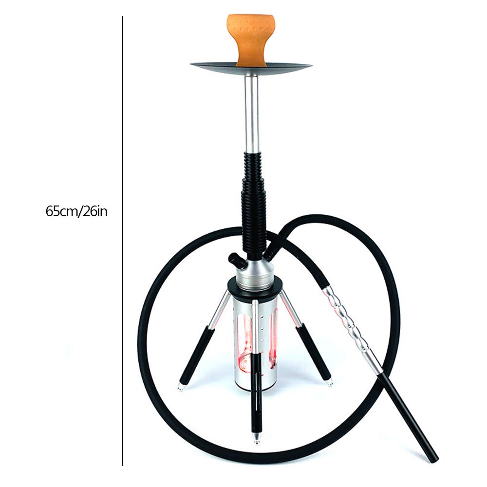 Pipa de cachimba Shisha de Manguera única con un tazón, Rejilla de carbón, Abrazadera de carbón y Accesorios de Papel de Aluminio con Aislamiento térmico Kit de Inicio Completo,Rojo