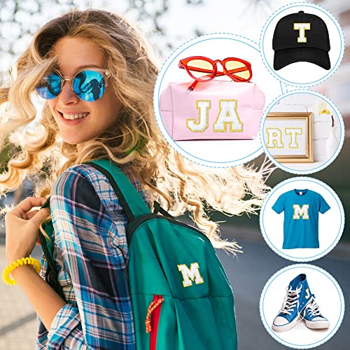 Auauy 2Pcs Glitters Patches Iron On Letters, Chenille Letter Patches 3.1Inches Iron On Letters Patches, Alphabet Applique Patches Decorative Repair Embroidery Patches Sew On For Clothes (M) #TOP1
