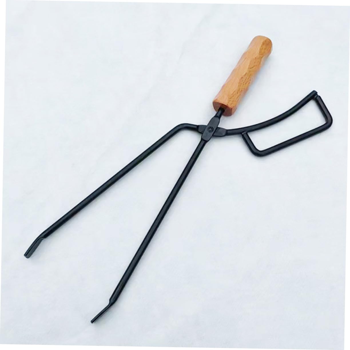 Pinza per Carbone da Barbecue da Campeggio Manico in Legno | Ferro e Legno, Alta Durezza e Spessore Maggiorato, per Spiagge e Camini