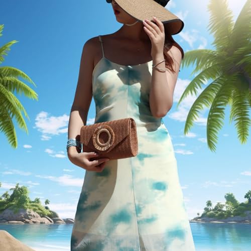 Image of GOKTOW Straw Clutch Purse Rattan Summer Woven Beach Handbags for Women Wedding Vacation Travel Party 2025