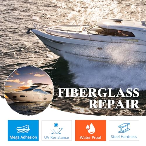 Marine Glasfaser-Reparaturset Weiß, 100 ml GFK Reparaturset, 2K Glasfaserspachtel Ultra Stark zum Reparieren von Löchern, Rissen und Sprüngen in Booten, Yachten, Surfbrettern, Angelruten, Wasserdicht