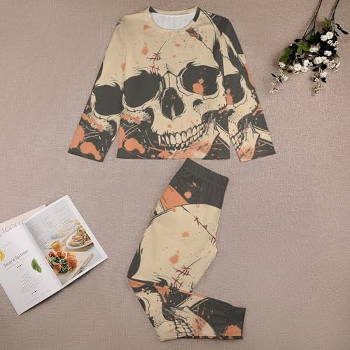 Skulls Crossbones Pirate FlagBoys Casual Comfort Pajamas, Long Sleeve Pajama Set140CM3