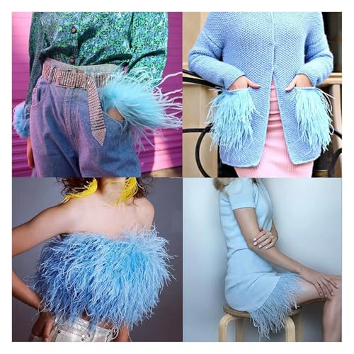 Plumas de avestruz naturales bicolor de 2m para tocados y manualidades 8