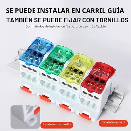 Miniatura 5 de Uadme Caja De Distribución De Terminales, Ukk-125a Cajas Carril Din, Bloque De Distribucion 690v, Para Gabinetes De Distribución De Energía Rojo