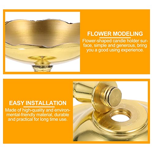Veemoon 6Pcs Vintage Retro Light Supplies Stand Copper Tealight Base Gold Votive Holder Pillar Oil Candleholder Iron For Cup Ghee Buddhist Lamp Lotus Simple Tea Candle Altar #TOP1
