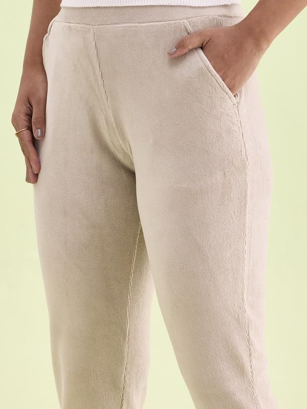 Image of GO COLORS Solid Corduroy Treggings for Women | Warmtech, Mid Rise, Side Pocket