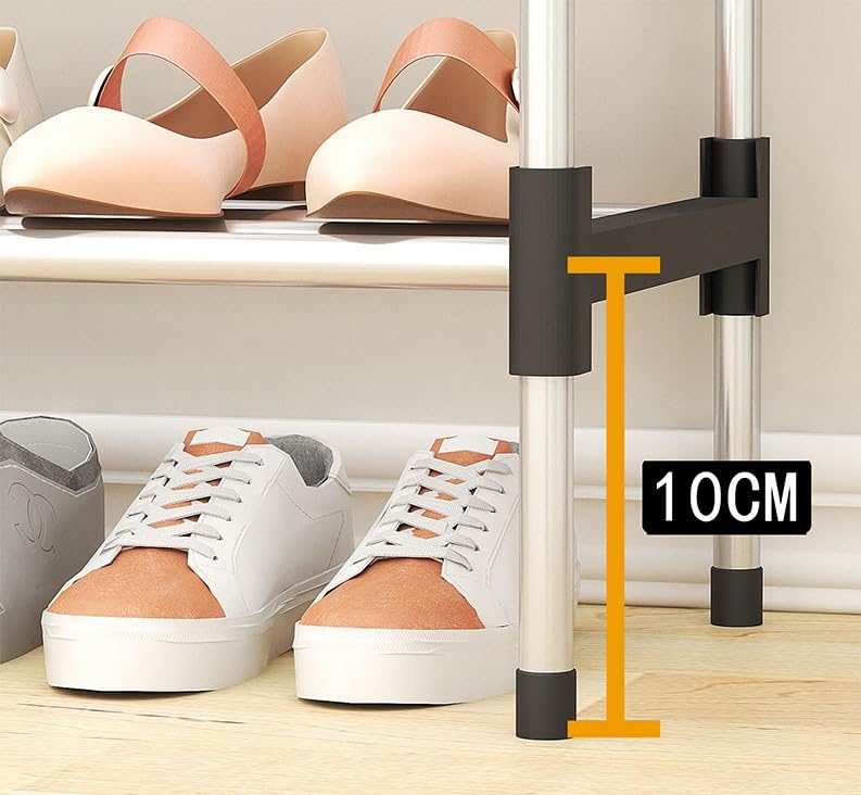 Image of 5-Tier Shoe Storage Rack | Space-Saving Free-Standing Shoe Organizer | Durable Metal Frame with Open Shelves | Ideal for Entryway, Closet, Bedroom fvewv (Simple)