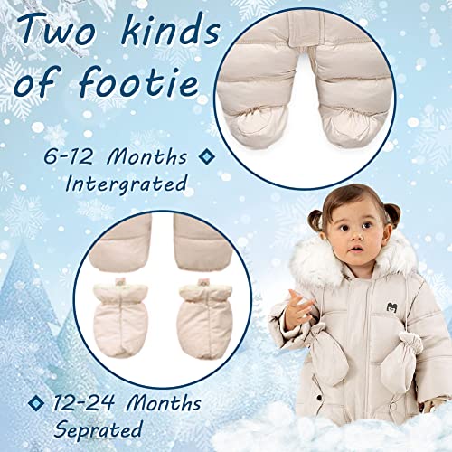 XIFAMNIY Baby Winter Snowsuit Coat Romper Outwear Hooded Footie Toddler…2