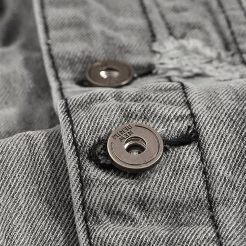 Denim Vest Men Ripped Distressed Destroyed Washed Western Sleeveless Button Down Jean Vest2