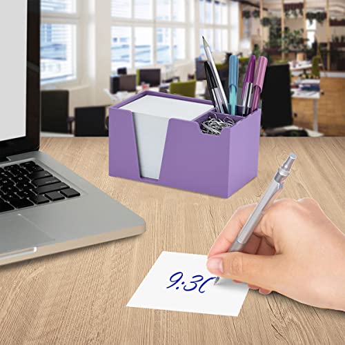 Organizador de Mesa Porta Lápis Clip Papel Lembrete (Papel Branco Incluso), Acrimet, (Cor Lilás Sóli