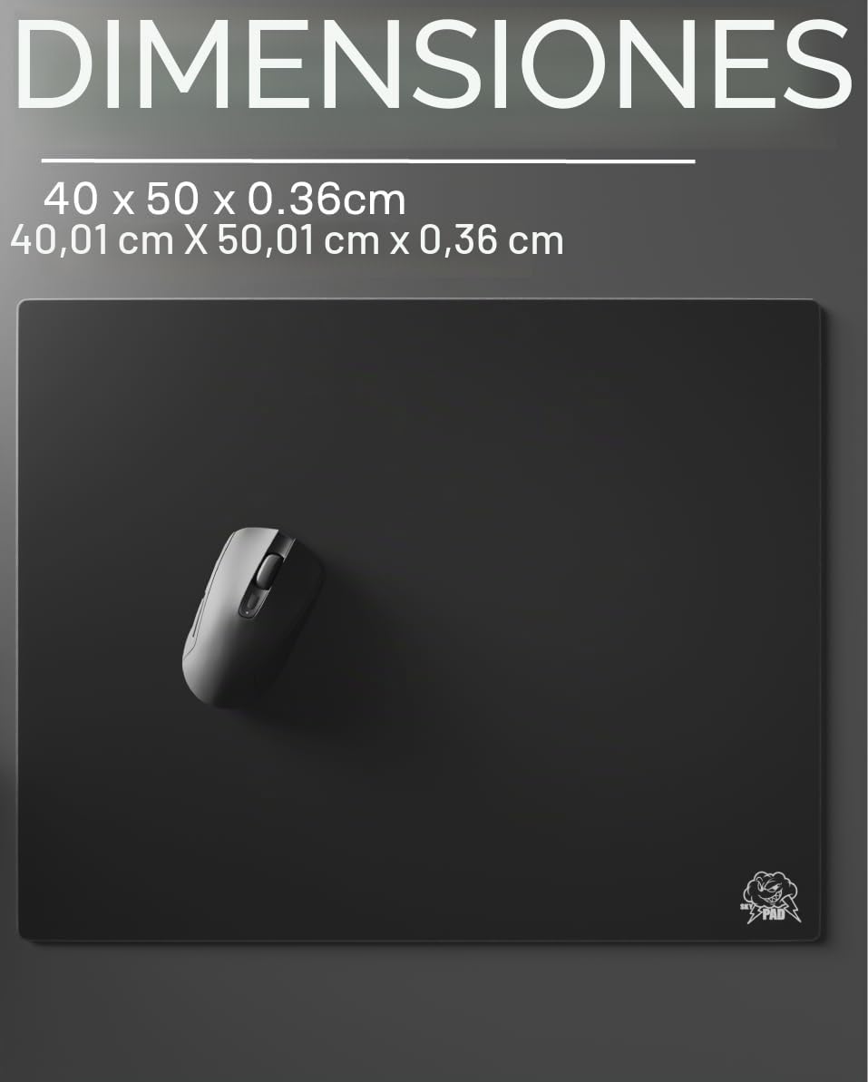 SkyPAD Glass 3.0 XL Alfombrilla de ratón para Juegos con Logotipo de Nube|Alfombrilla de ratón Grande Profesional|400 x 500 mm|Black|Superficie de Vidrio Especial con precisión y Velocidad mejoradas