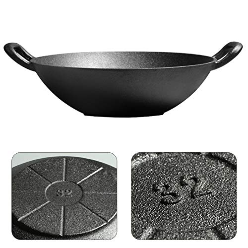 Wok de hierro fundido 34 cm con base plana miniatura 2
