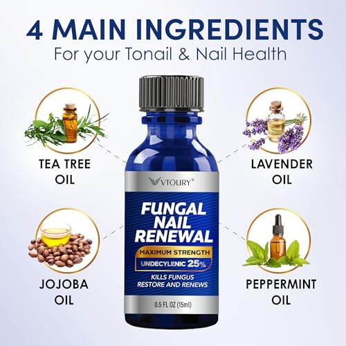 VTROUY Toenail Fungus Treatment Extra Strength – VTROUY 2 Bottle Nail & Toe Solution with Undecylenic Acid 25% and Tea Tree Oil 15ml 2Pcs