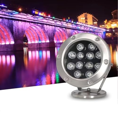 GUODDM LED Swimming Pool Underwater Lamp, Submersible LED Fountain Light, 12V Low Voltage Landscape Light, IP68 Waterproof Underwater RGB Pond Lamp(Yellow,24W) -  YYDD4551510