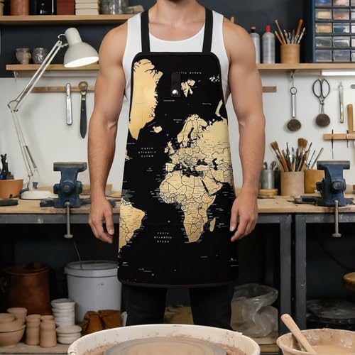 Delantal de trabajo con mapa mundial y 8 bolsillos ajustable unisex miniatura 4