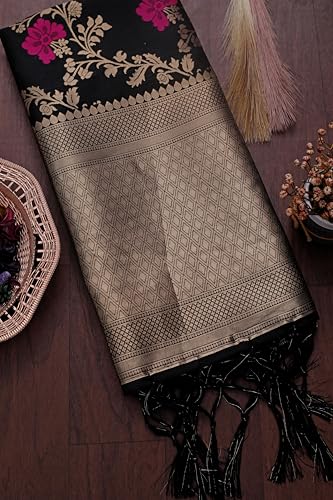 Image of DEVANGI Women's Woven Jacquard Banarasi Silk Printed Dupatta /Chunni with Meena Work, Width 1 Meter, Length 2.5 Meter