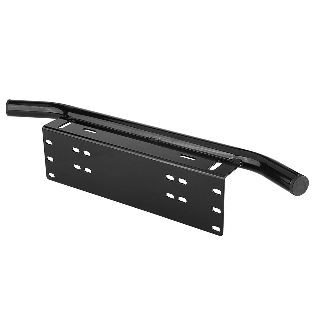 Rama Tablicy Rejestracyjnej ze Stopu Aluminium Bull Bar Mocowanie Zderzaka Wspornik świetlny do Samochodu Offroad Truck SUV 4x4, Czarny, łatwy w Montażu