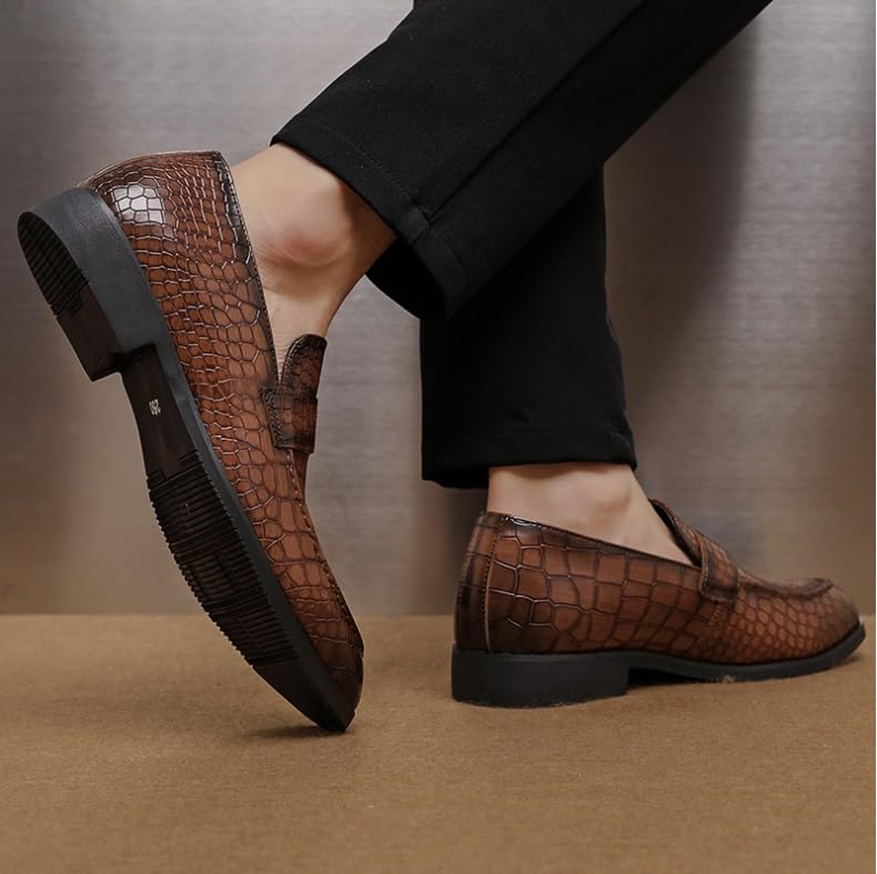 Men's Modern Leather Casual Scale Pattern Comfort Formal Shoes Mens Comfort Hand Stitched Business Derby Shoes Wingtip Oxfords3