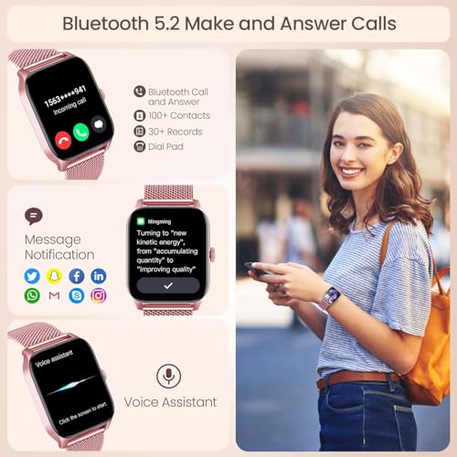 Doomixs Smart Watches For Women Android Ios Phones: Pink Smartwatch For Women 1.83 Inch Touchscreen With Answer/Make Call Waterproof Heart Rate Blood Pressure Sleep Sport Alarm Pedometer Calorie Fitness Tracker thumb #3