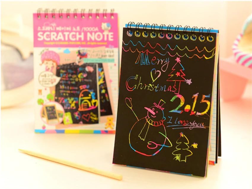 GLUN® Rainbow Scratch Notebook with Magical Vibgyor Color with Pencil Stick Notepad, Educational Toy for Kids Pack of 2 (B0D17QHWZ8) Amazon Price History, Amazon Price Tracker