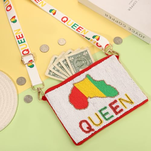 Image of Juneteenth Purse for Women Beaded Afro Freedom Crossbody Purse Shoulder Bag Black History Month African Outfit Gift