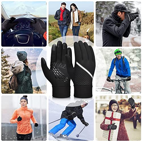 Oopor Winter Warm Running Sports Gloves - Cold Weather Ski Outdoor Thermal Bike Black Mittens For Man Woman M #TOP6