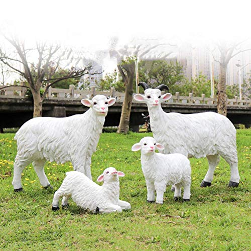 Lamb Garden Farm Animal Statues,Outdoor Garden Sculptures Patio Yard Decor Lifelike Sheep Crafts Ornaments Simulation Statuette Whiteb 51X17X29Cm(20X7X11Inch) Gift #TOP1