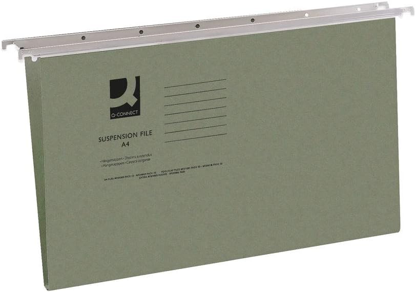 Q-Connect Foolscap Tabbed Suspension Files (Pack of 50) KF21001, Green