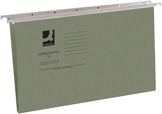 Q-Connect Foolscap Tabbed Suspension Files (Pack of 50) KF21001, Green
