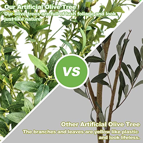 Findosom Artificial Olive Tree, 6Ft Tall Faux Plants Indoor, Large Fake Silk Tree With Natural Wood Trunk And Realistic Fruit For Modern Home Office Living Room Porch Balcony Decoration #TOP3